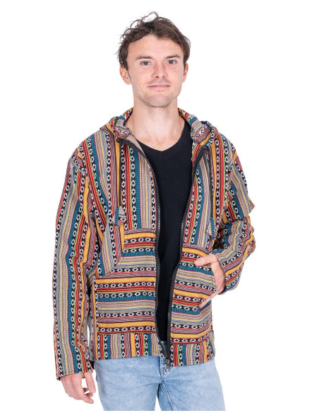 Jaqueta hippie unissex feita de algodão artesanal – Autêntico estilo boho
