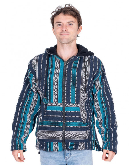 Unisex-Hippiejacke mit Fleecefutter – Handgefertigter Boho-Mantel aus Indien