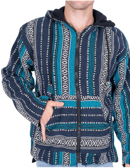 Unisex hippie jacket with fleece lining – Handmade boho coat from India