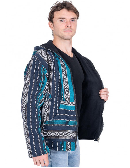 Jaqueta hippie unissex com forro de lã polar – Casaco boho feito à mão na Índia