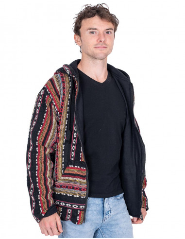Unisex-Hippiejacke mit Fleecefutter –...