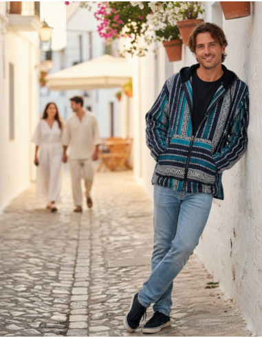 Jaqueta hippie unissex com forro de lã polar –...