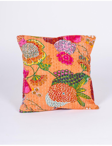 Salmon floral cushion cover...