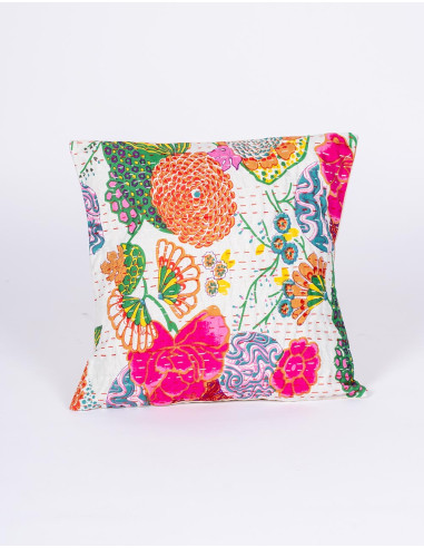 Housse de coussin blanche à motif floral 40x40...