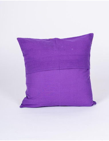 Fodera per cuscino viola fatta a mano con fiori