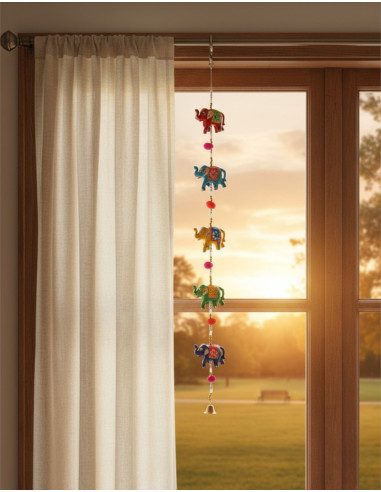 Pendentif éléphant décoratif en céramique avec...