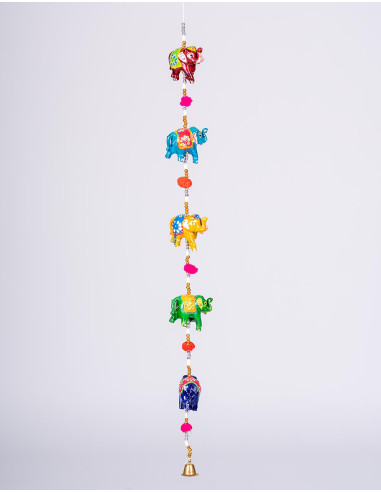 Decorative ceramic elephant pendant with pom-poms