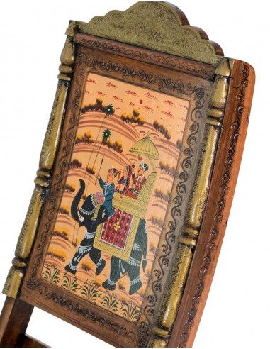 dipinto-originale-sedia-in-legno-indù-rajasthan-jaipur-front
