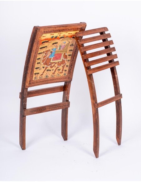 Chaise pliante en bois authentique fabriquée à la main en Inde