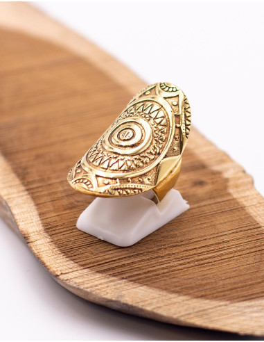Anel grande oval de ouro feito à mão – joia...