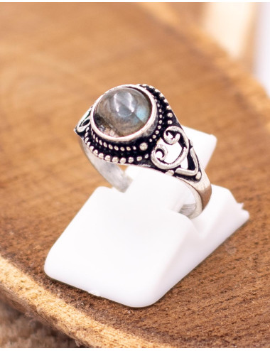 Boho silver ring with...