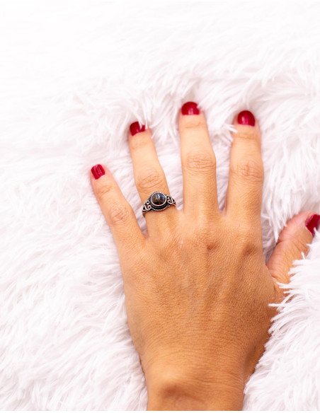Boho-Silberring mit Naturstein – Handgefertigter Schmuck
