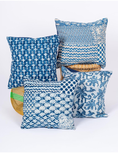 Blue and white cushion cover – Handmade ethnic...