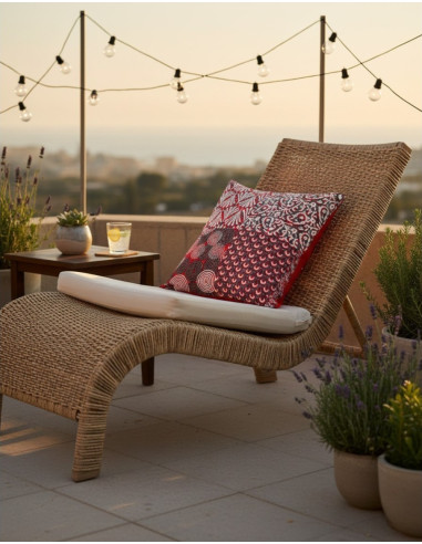 Kissenbezug in Burgunderrot und Weiß –...