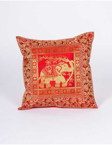 Red cushion cover with elephant – Indian boho...