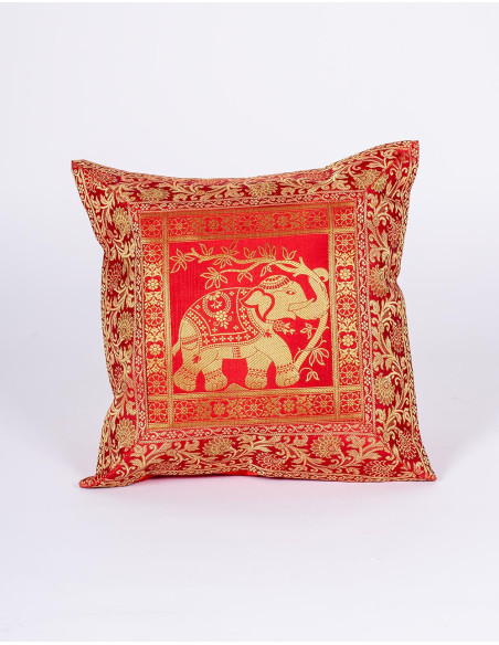 Capa de almofada vermelha com elefante – decoração boho indiana