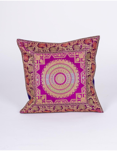 Housse de coussin violette à motif circulaire...