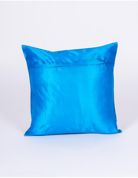 Housse de coussin bleu clair à motifs d'oiseaux – Décoration bohème faite main