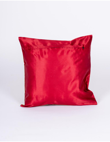 Burgundy cushion cover with decorative birds –...