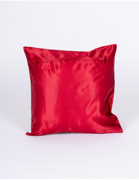 Housse de coussin bordeaux à motifs d'oiseaux – Style ethnique bohème