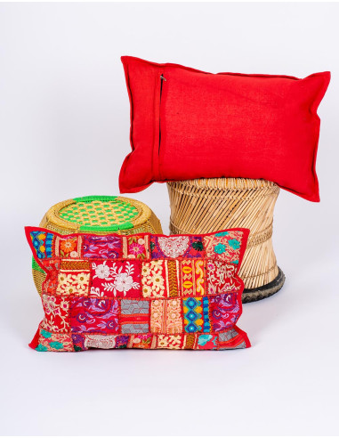 Fodera per cuscino patchwork rossa 60x40 –...