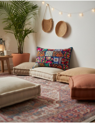 Handgefertigtes indisches Patchwork-Kissen...