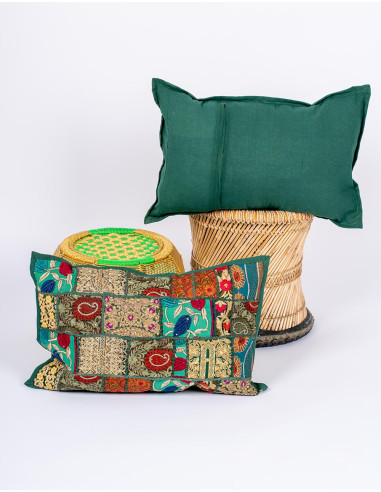 Cuscino indiano verde fatto a mano 60x40 –...