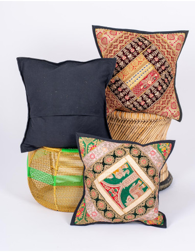 Black Indian Embroidered Cushion 40x40 – Unique...