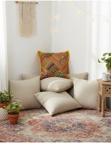 Gelbes indisches besticktes Kissen 40x40 –...