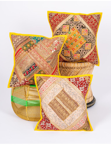 Coussin brodé indien jaune... 2