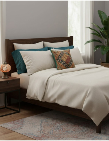 Coussin brodé indien vert 40x40 – Housse...