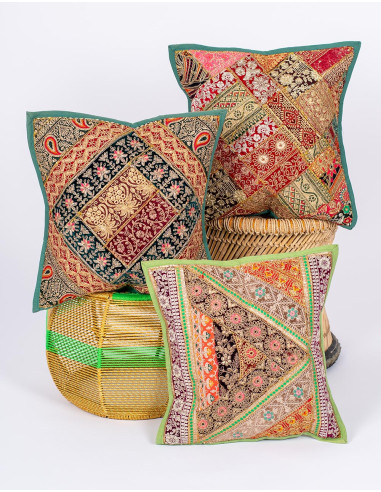 Green Indian Embroidered Cushion 40x40 – Unique...