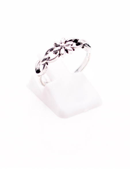 Bague indienne artisanale en laiton et argent – Motif ethnique sculpté