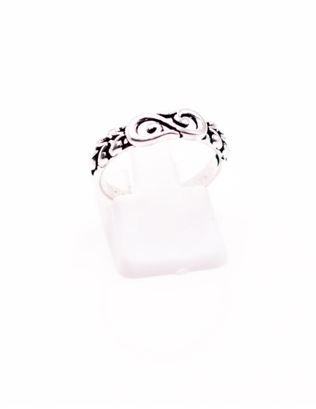 Anello indiano a spirale fatto a mano in ottone placcato argento – Design etnico