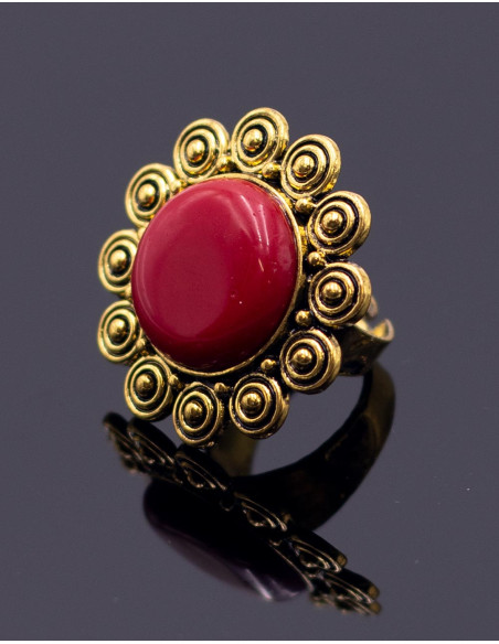 Handmade Indian Gold Ring with Large Stone – Unique Ethnic Jewelry