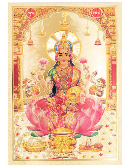 Gravura em relevo de Lakshmi dourada – Arte étnica indiana
