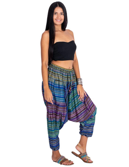 Calças afegãs unissex multicoloridas – estilo étnico indiano boho