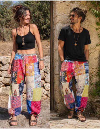 Calças Harem Indianas Patchwork – Unissex,...