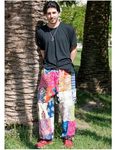 Pantalon harem patchwork indien – Unisexe en coton fait main