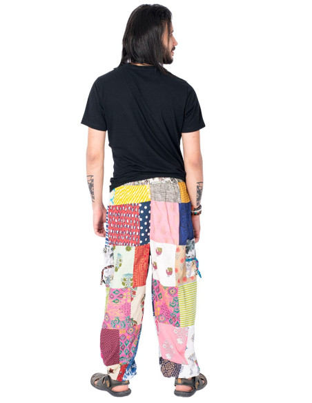 Pantaloni harem indiani patchwork – Unisex in cotone fatto a mano