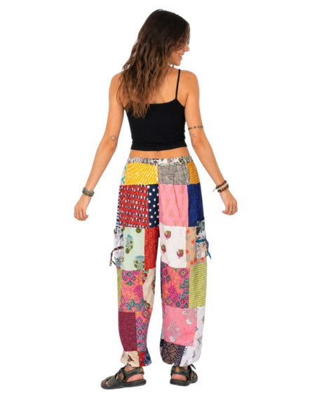 Pantalon harem patchwork indien – Unisexe en coton fait main