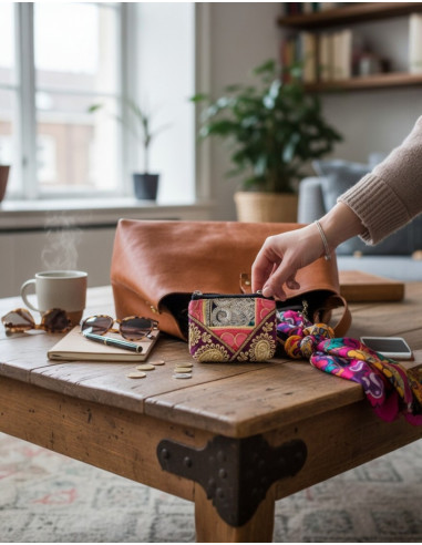 Portamonete indiano patchwork fatto a mano –...