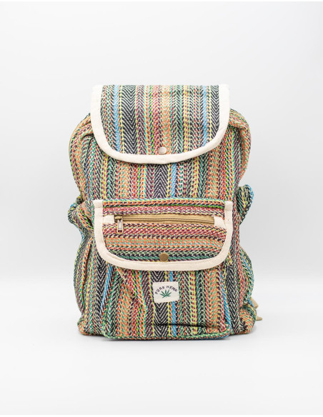 Zaino unisex Kimago : autentico artigianato indiano in canapa, multifunzionale e regolabile.
