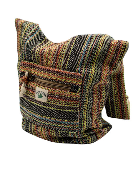 Bolsa de ombro hippie de cânhamo: autêntico artesanato indiano, espaçosa e versátil.