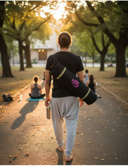 Borsa porta tappetino yoga con simbolo Om – Realizzata a mano in cotone