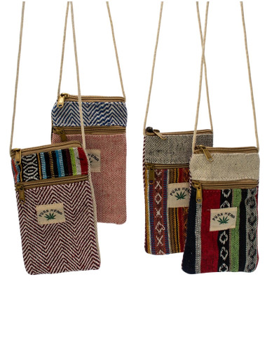Bolsa transversal pequena de cânhamo para...
