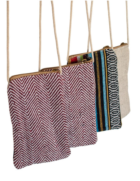 Small Hemp Crossbody Bag for Mobile Phone – Ethnic Boho Style