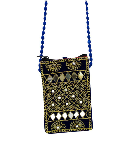 Bolsa transversal indiana bordada à mão – Bolsa pequena boho étnica