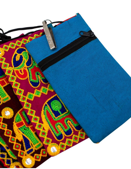 Elefanten-Umhängetasche für Handys – Handgefertigte Boho-Handtasche im Ethno-Stil