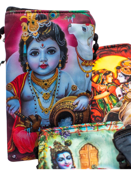 Bolsa de ombro para celular com deuses hindus – Bolsa étnica feita à mão
